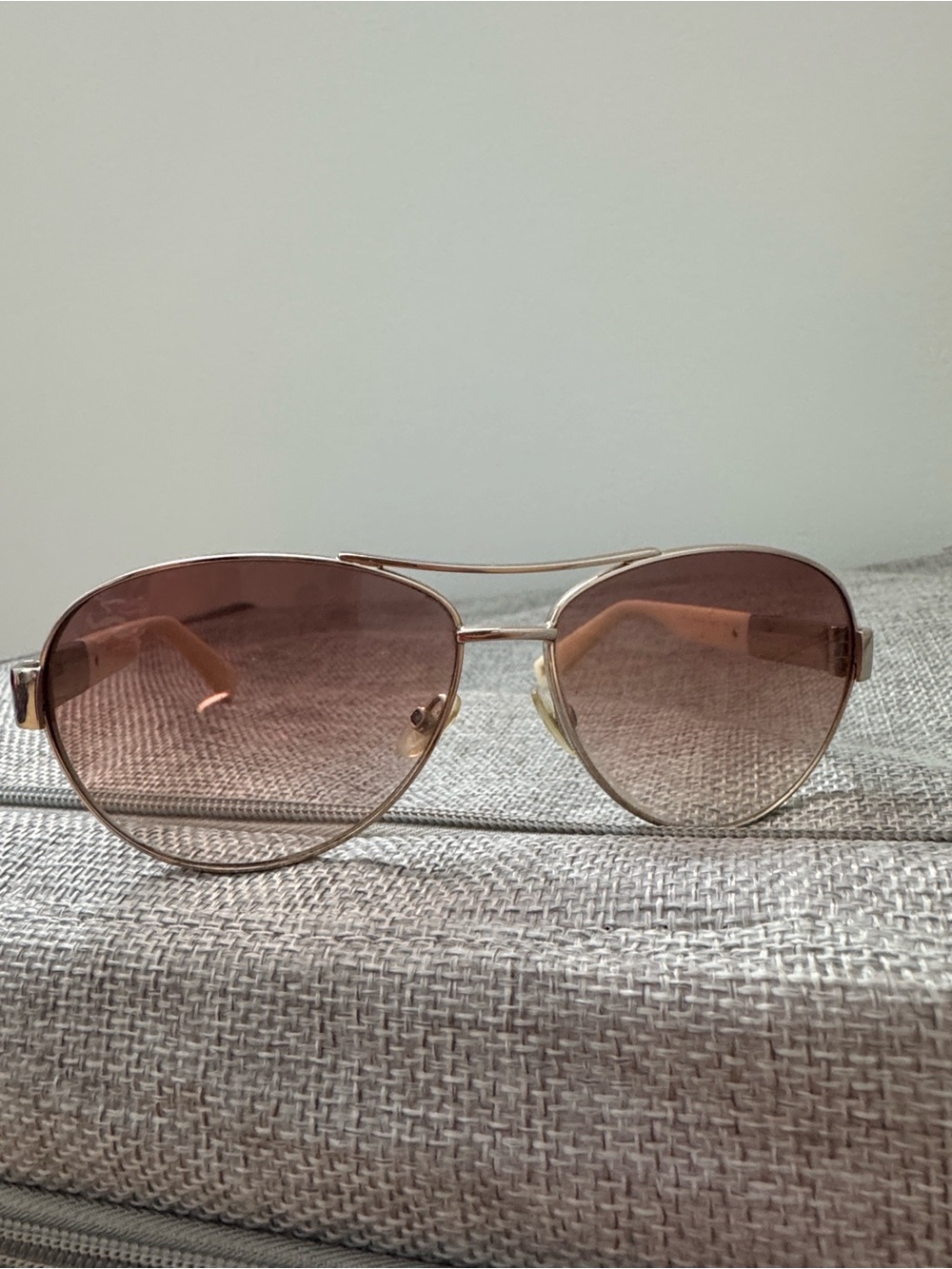 Ladies Jimmy Choo Gold Metal Aviator Sunglasses with Soft Brown Lenses